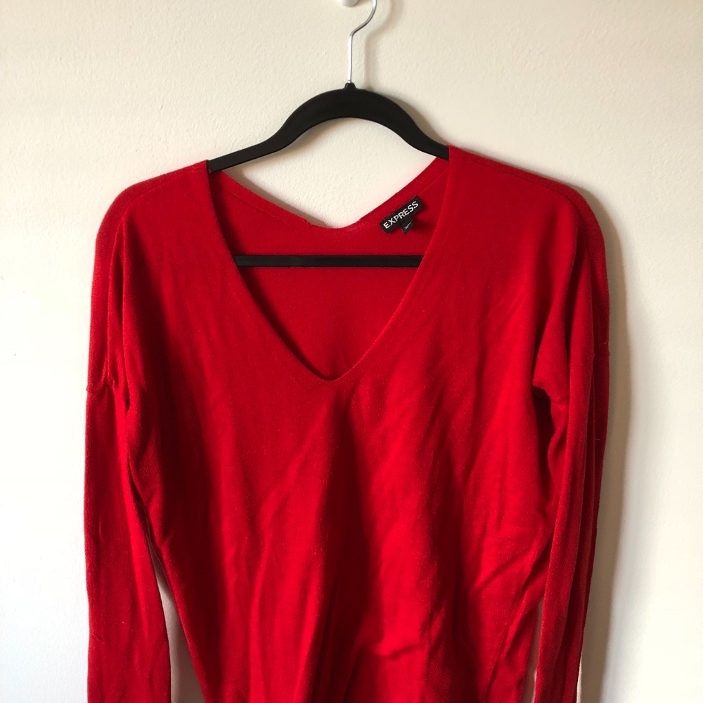 Red Express V-Neck Sweater